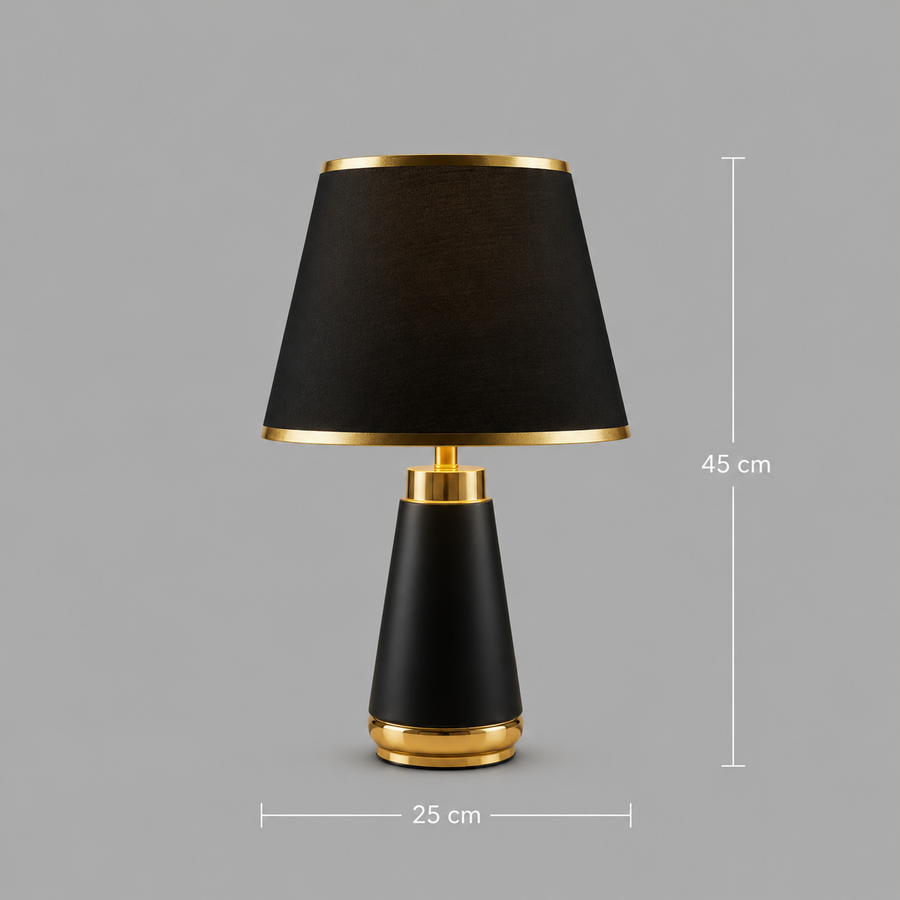 Veioza VZ210BK, 1x E27, kov a textil, černá a zlatá
