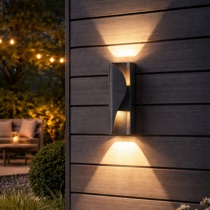 AX221 Venkovní a vnitřní nástěnné LED svítidlo, 2 zdroje x 6W, kovové, černé, 3000K Venkovní nástěnná světla Výchozí název Alessandro Design