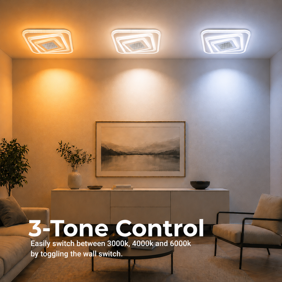 LED lustr NEXA 3D 46W, čtvercový, studené/teplé/neutrální světlo, bílý