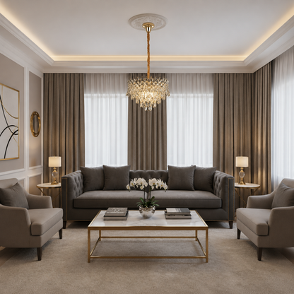 Křišťálový lustr MONARCH Nobile 3xE14, Průměr 40cm, Výška 35cm, Lesklý zlatý, Nastavitelná výška, Elegantní design