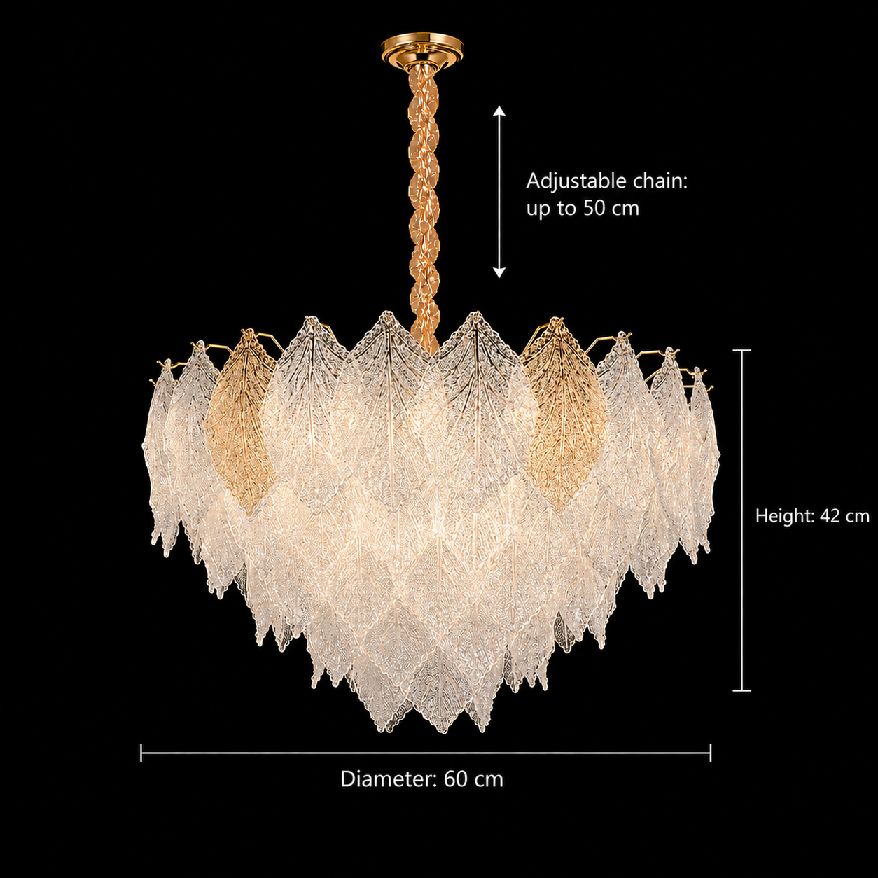 Candelabru Cristal LACE Regalis 21xE14, Diametru 80cm, Inaltime 49cm, Auriu Lucios, Inaltime Reglabila, Design Elegant Candelabre Cristal Default Title Alessandro Design