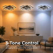 LED lustr s dálkovým ovládáním ELLA 186W, 8 čtverců, studené/teplé/neutrální světlo, stmívatelné, černé LED lustry s dálkovým ovládáním Výchozí název Alessandro Design