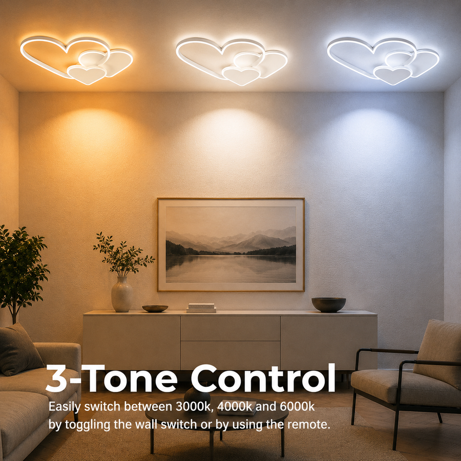 LED lustr s dálkovým ovládáním AMI 48W, 3 srdce, studené/teplé/neutrální světlo, stmívatelné, bílý LED lustr s dálkovým ovládáním Výchozí název Alessandro Design