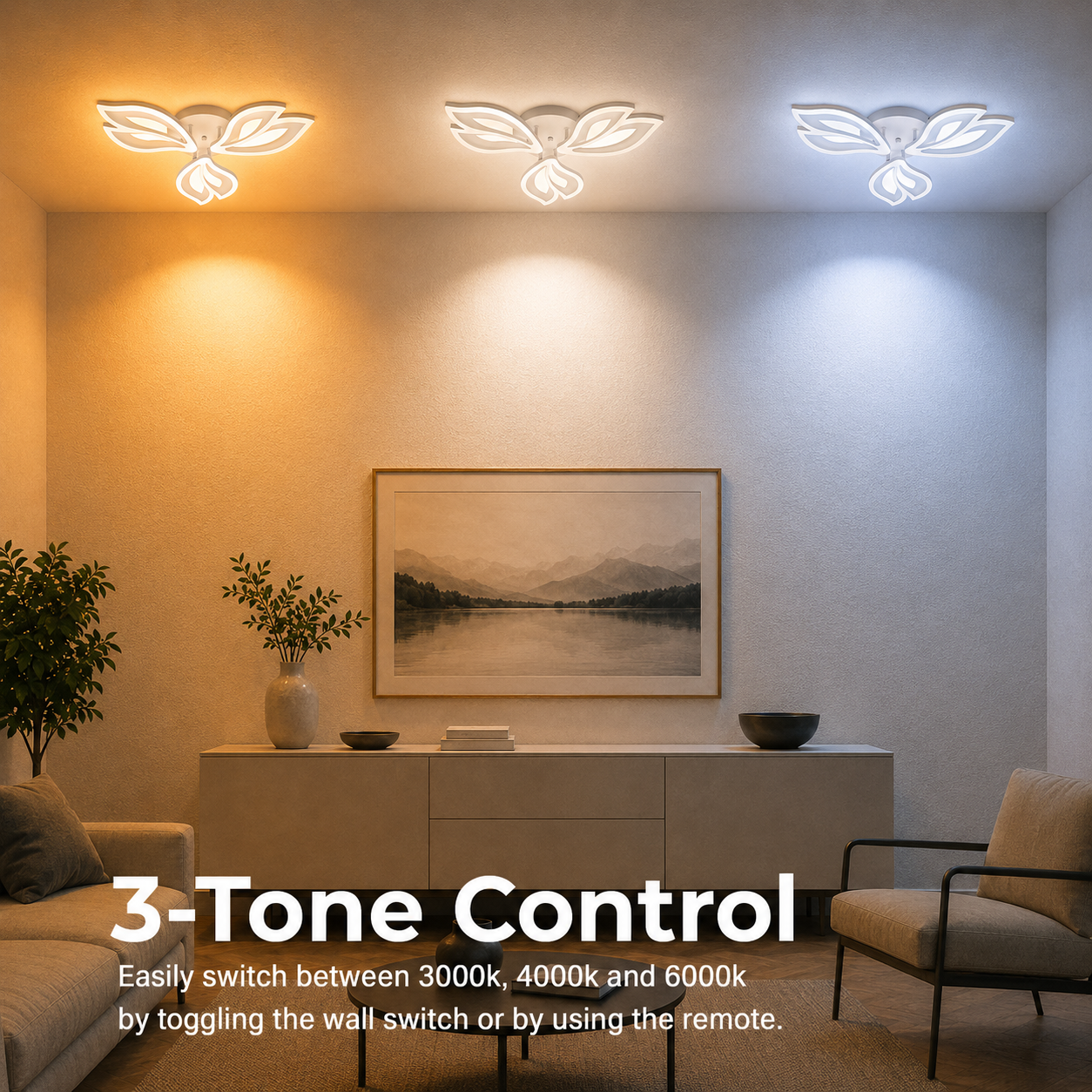 LED lustr s dálkovým ovládáním LILY 40W, 3 Elements, Studené/Teplé/Neutrální světlo, Stmívatelné, Bílý LED lustr s dálkovým ovládáním Výchozí název Alessandro Design
