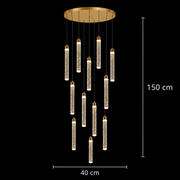 Závěsný křišťálový LED lustr, Justinian, Průměr 60 cm, Nastavitelná výška, Zlato, Kov a Křišťál
