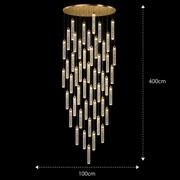 Závěsný křišťálový LED lustr, Justinian, Průměr 60 cm, Nastavitelná výška, Zlato, Kov a Křišťál