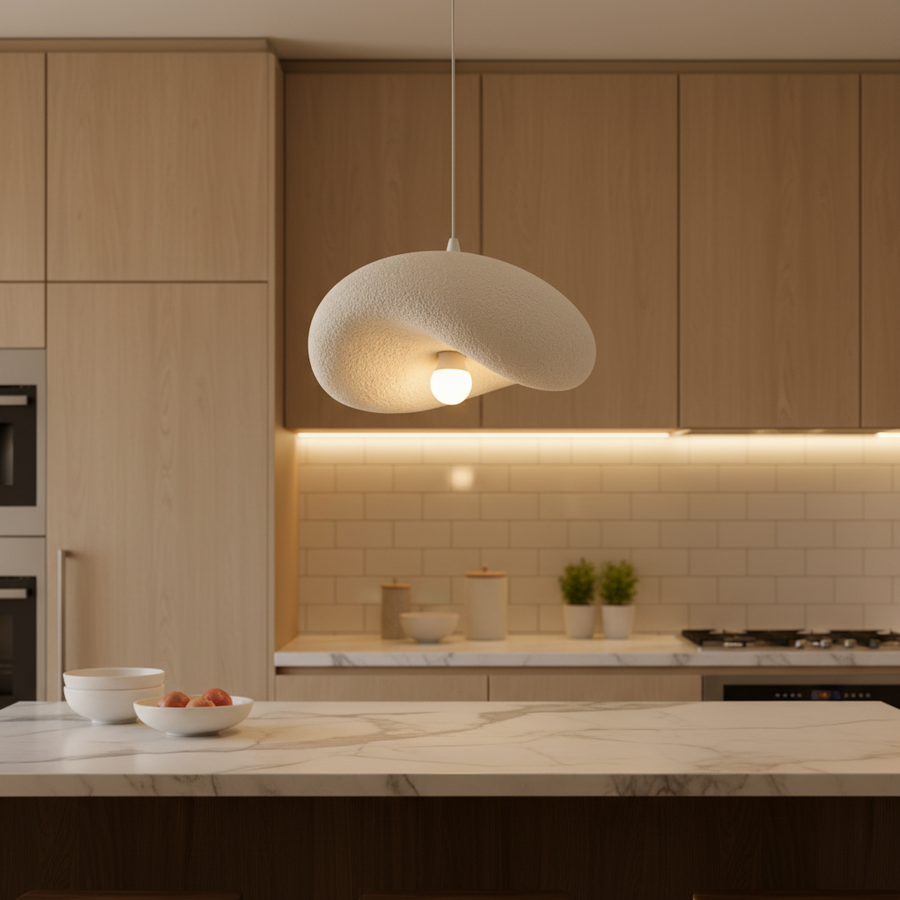 Lustra Moderna FOAMER Nobile, 39 cm, Suspendata, 1 X E27, Alb, Metal si Spuma, Inaltime Reglabila Lustre Clasice Default Title Alessandro Design