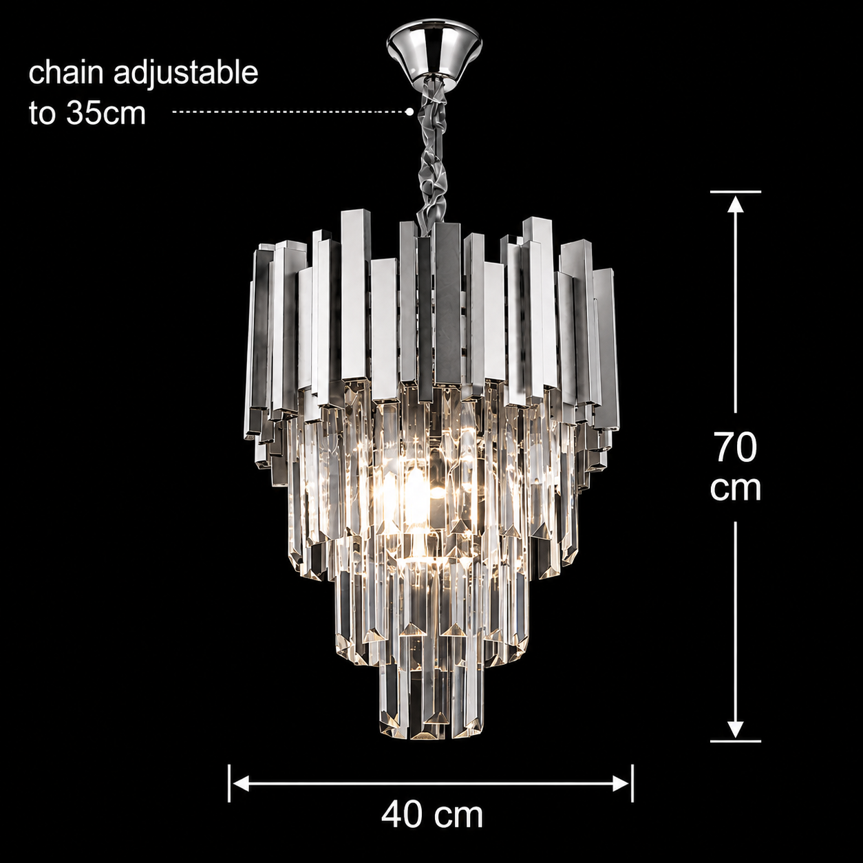Křišťálový lustr BLOIS Nobile 5xE14, Průměr 40cm, Chrome, Nastavitelná výška Křišťálové lustry Výchozí název Alessandro Design