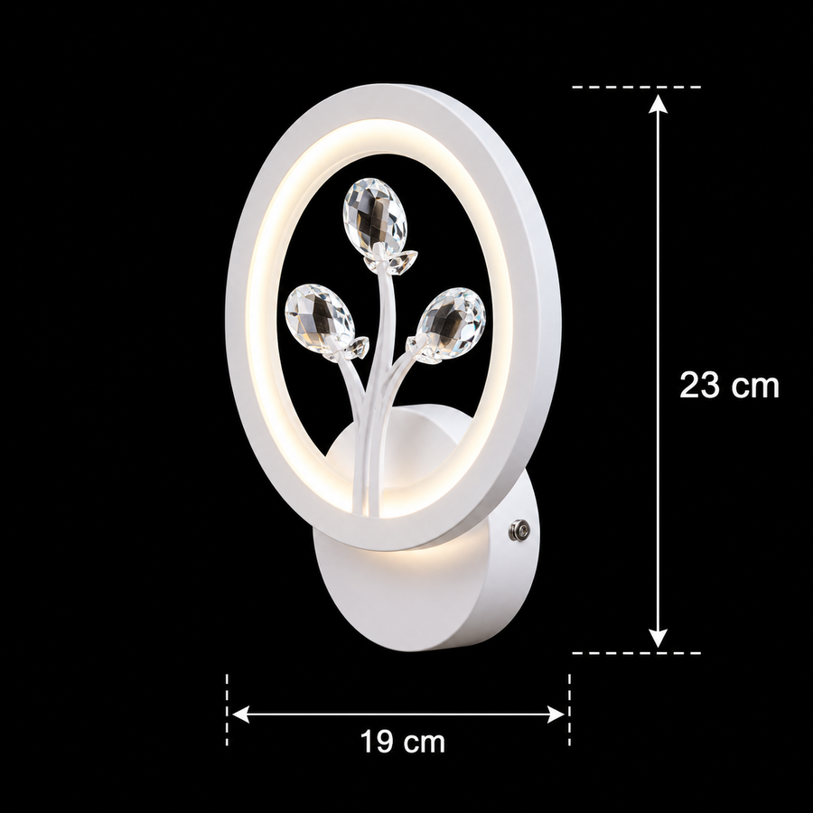 DAISY LED nástěnné svítidlo, 14W, studené/teplé/neutrální světlo, bílé s Crystal Vnitřní nástěnná svítidla Výchozí název Alessandro Design