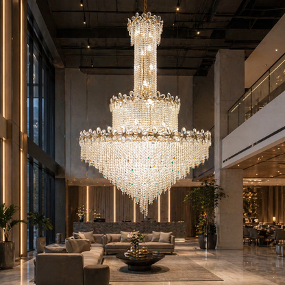 Candelabru Cristal BLOSSSOM Supremo 48xE14, Auriu, Diametru 150cm, Inaltime Reglabila Candelabre Cristal Default Title Alessandro Design