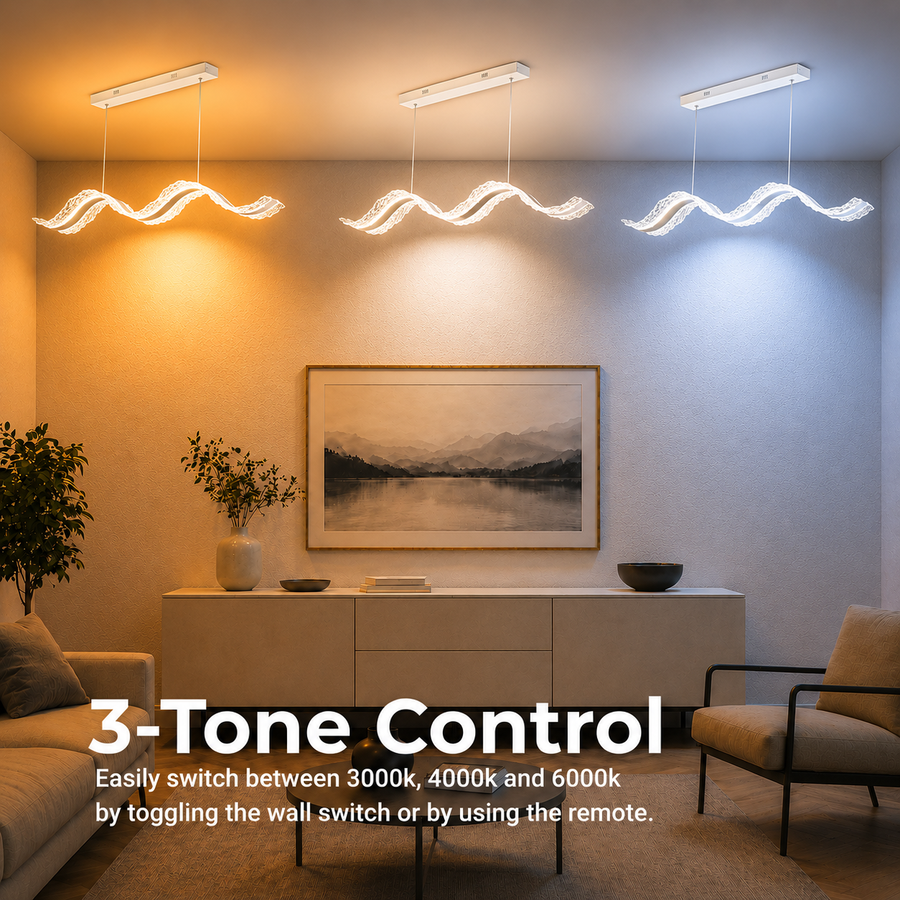 Lustra LED cu Telecomanda, Suspendata AMI 63W, Liniara, Lumina Rece/Calda/Neutra, Alb, Inaltime Reglabila