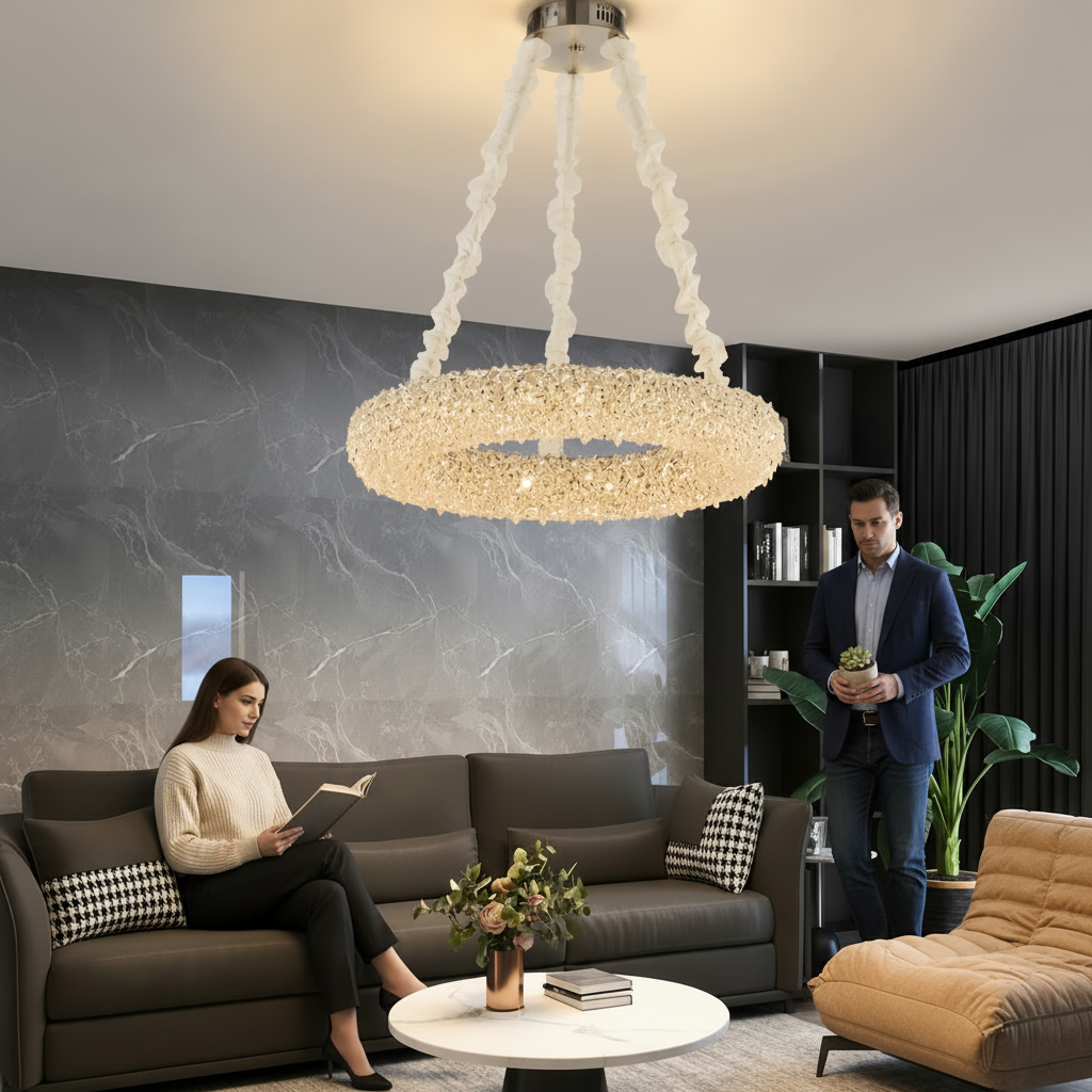 Candelabru Cristal cu Telecomanda, PRAGA Magno, 33W, Lumina Calda/Rece/Neutra, Diametru 55cm, Auriu, Inaltime Reglabila Lustre LED cu Telecomanda Default Title Alessandro Design