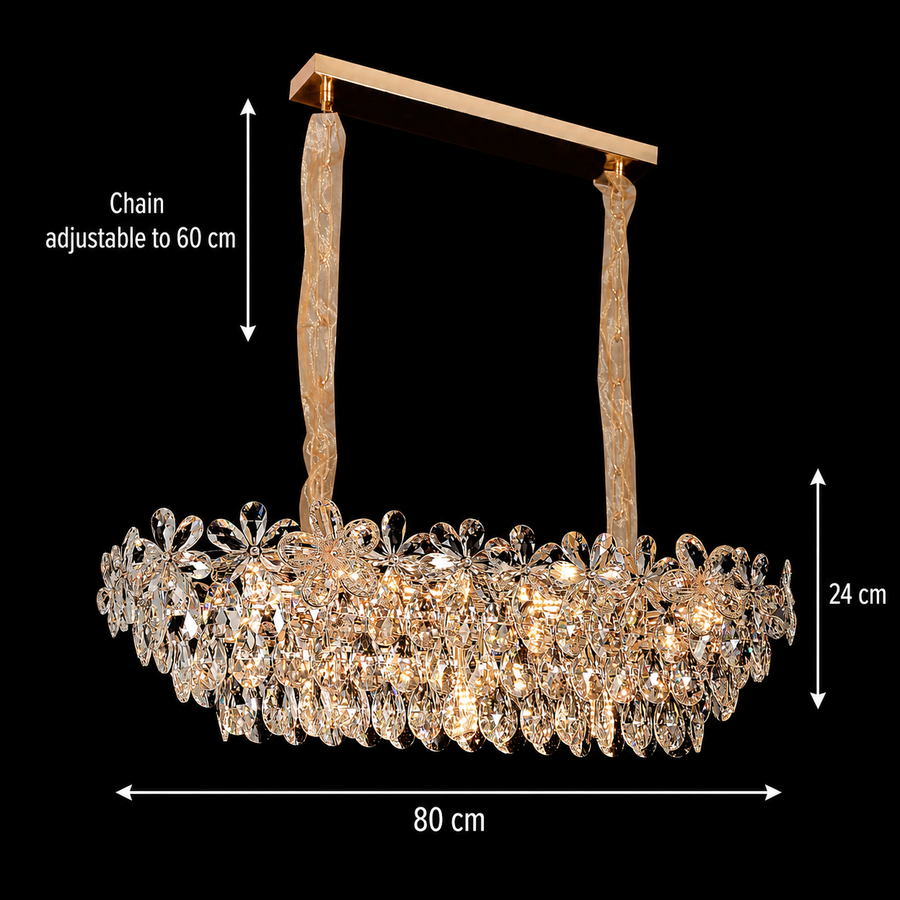Křišťálový lustr Regalis 11x E14, průměr 85 cm, lesklé zlato, nastavitelná výška, kov a křišťál