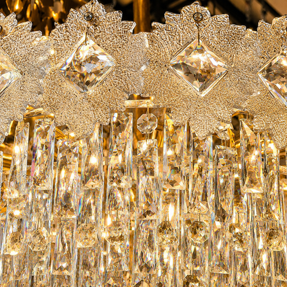 Candelabru Cristal FLEUR Regalis 22xE14, Diametru 80cm, Inaltime 50cm, Auriu Lucios, Inaltime Reglabila, Design Elegant