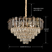 Křišťálový lustr AURUM Nobile 9xE14, průměr 40 cm, výška 30 cm, lesklé zlato, nastavitelná výška, elegantní design