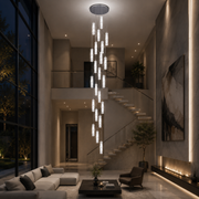 LED křišťálový lustr AMIRI 82W Chrome, teplé/neutrální/studené světlo 3000K/4000K/6000K Amiri, průměr 40 cm x výška 300 cm, křišťál a kov