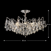 REINA Regalis křišťálový lustr, 8xE14, H80cm, lesklý chrom, kov a křišťál