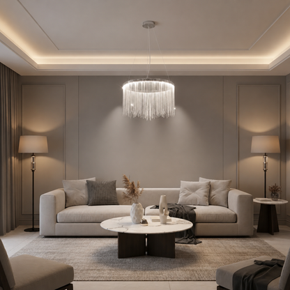 Závěsný LED lustr s dálkovým ovládáním ILLUMINA MAGNUS, 38W, studené/teplé/neutrální světlo, stmívatelný, lesklý chrom