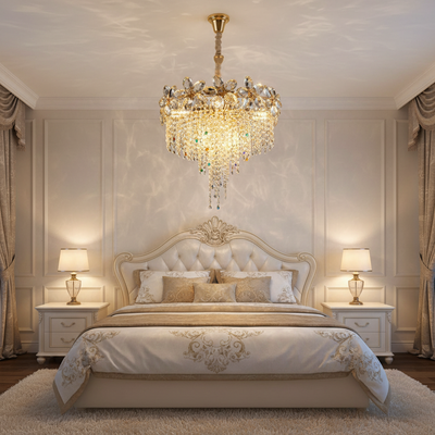 Křišťálový lustr Regalis 11x E14, průměr 85 cm, lesklé zlato, nastavitelná výška, kov a křišťál