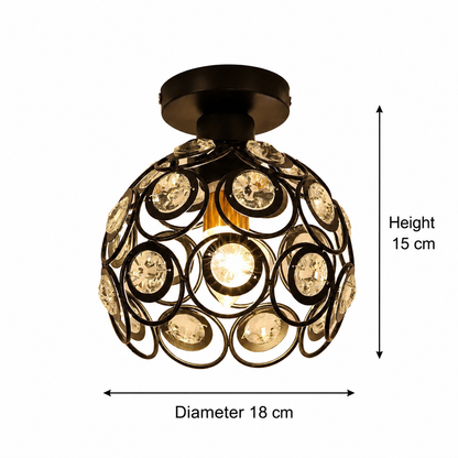 Lustr Vera, 1x E27, průměr 18 cm, černá, kov a křišťálové klasické lustry Výchozí název Alessandro Design