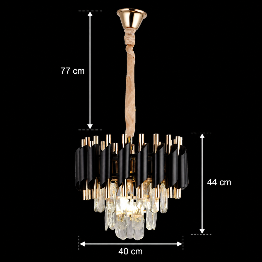 Nobile VERSAILLES křišťálový lustr 5xE14, průměr 40 cm, lesklá zlatá a černá