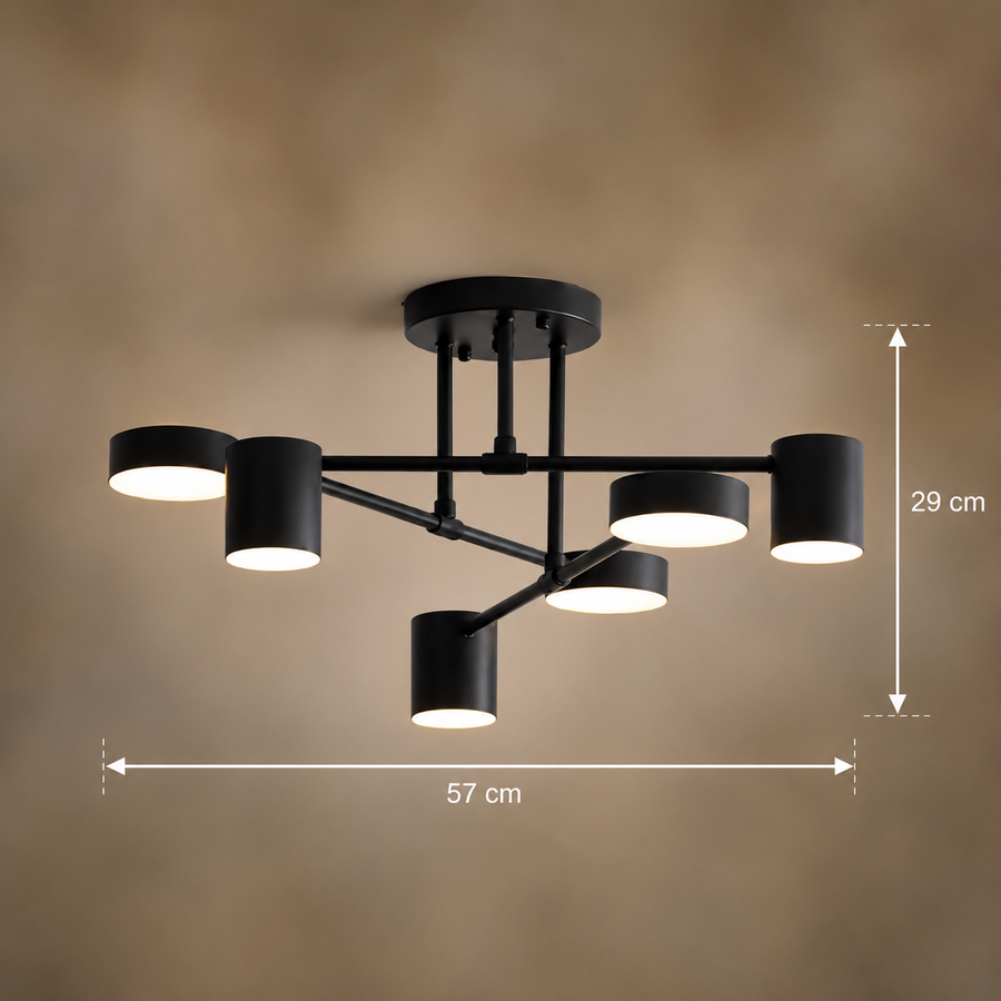 LED lustr GALIOS 26W, 6 prvků, studené/teplé/neutrální světlo, černá
