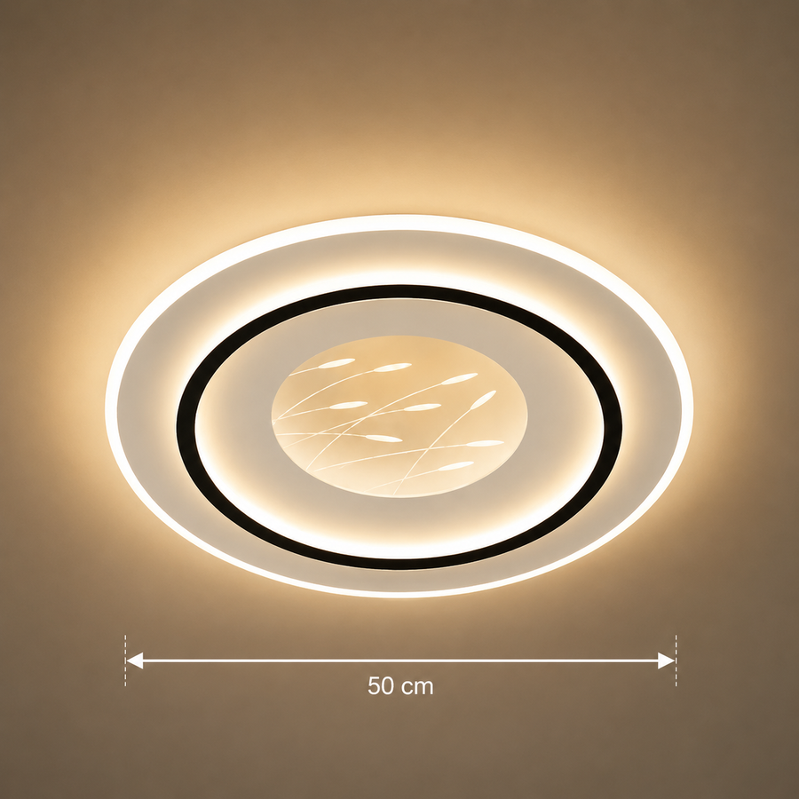 LED lustr s dálkovým ovládáním LINEA 125W, kulatý, studené/teplé/neutrální světlo, stmívatelný, černý