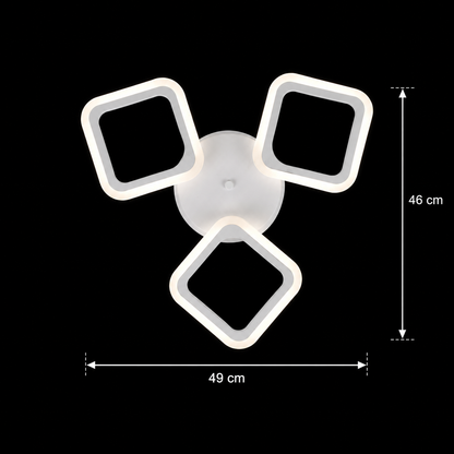LED lustr ERIKA 20W, 3 čtverce, teplé/neutrální/studené světlo, bílá, kov a akryl
