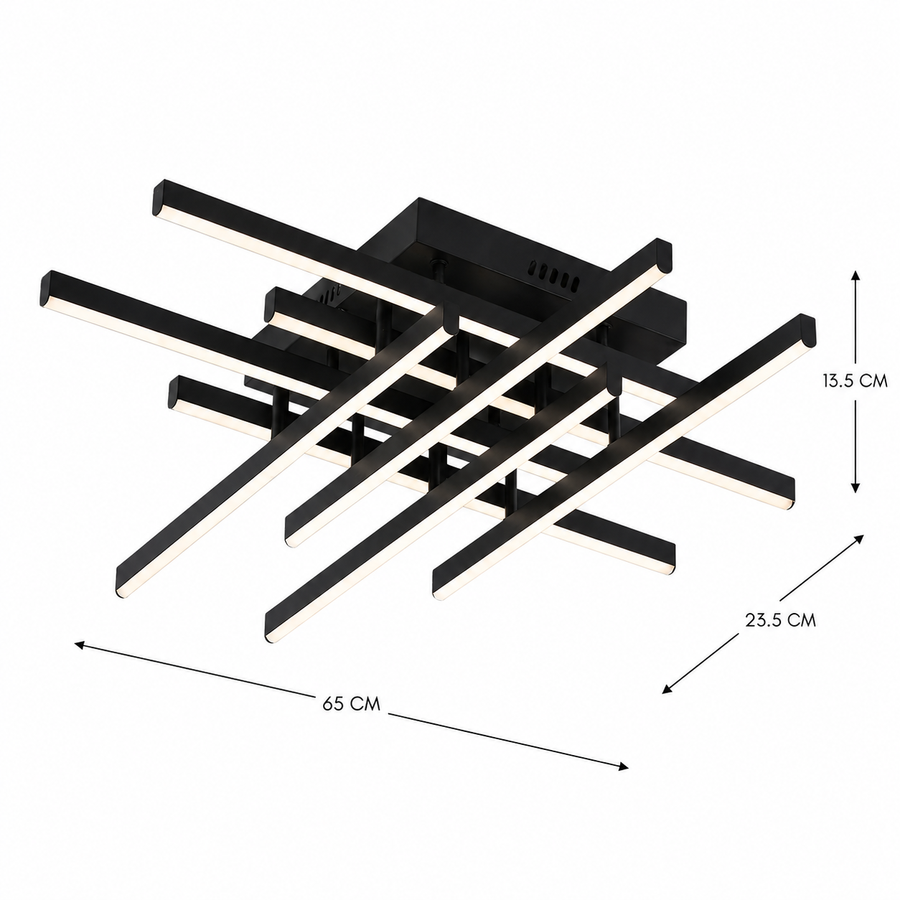 LED lustr s dálkovým ovládáním LINEX, 108W, 8 prvků, studené/teplé/neutrální světlo, stmívatelné, černé LED lustry s dálkovým ovládáním Výchozí název Alessandro Design