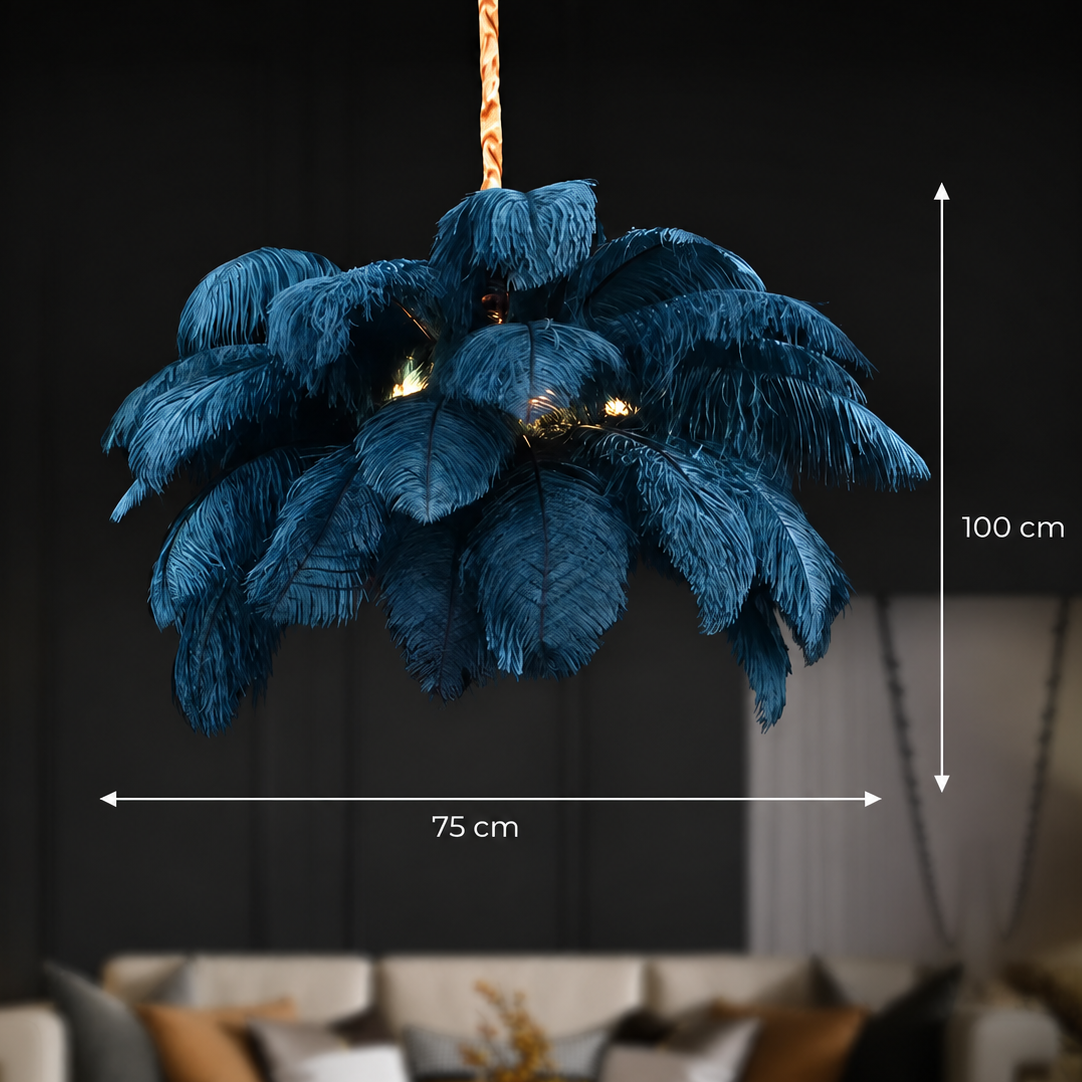 Lustr Minoss, 8W, Studené světlo 6000K, Peří, 1xE27, Průměr 75cm, Černý Moderní svícen Výchozí název Alessandro Design