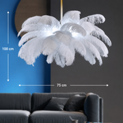 Minoss moderní lustr, 8W, studené světlo 6000K, průměr 75 cm, peří, bílá Moderní lustry Výchozí název Alessandro Design