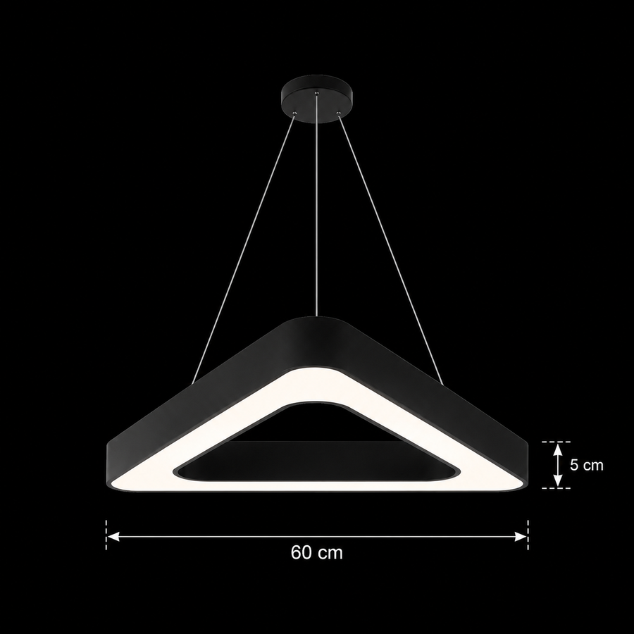 Lustra LED suspendata ANGLE, 60cm, 25W, Inaltime Reglabila, Lumina Rece, Negru, Metal si Acril