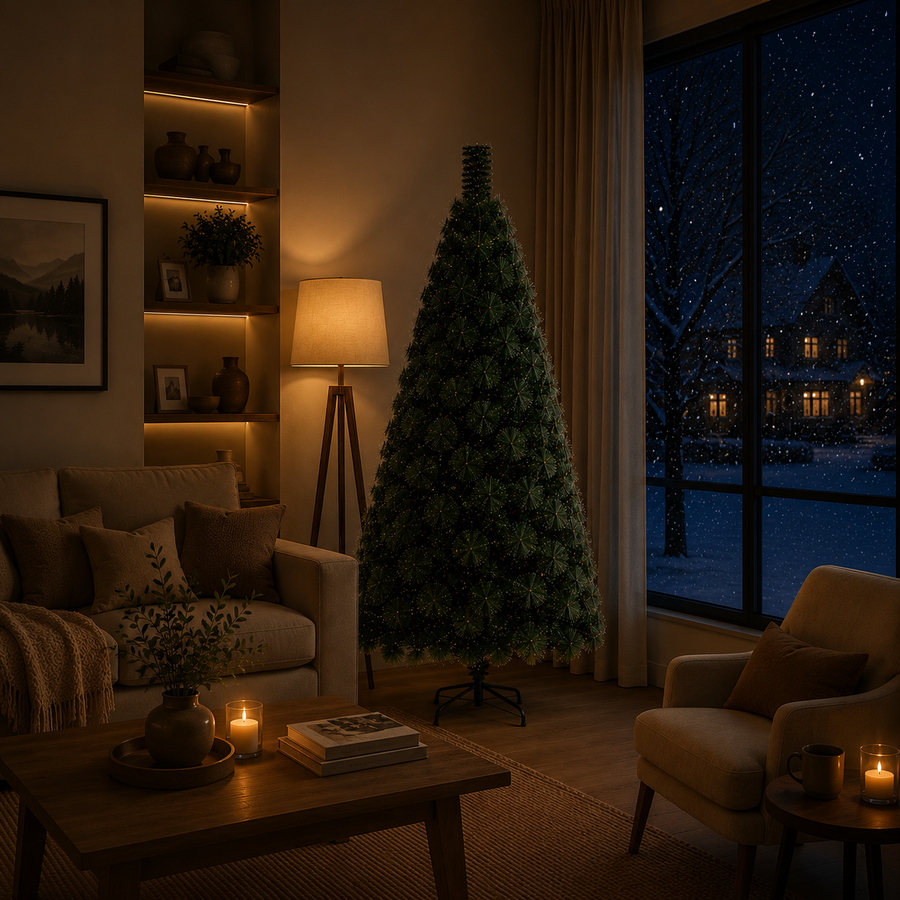 Brad Artificial MANIITSOQ, 180 cm, 220 vârfuri, Suport Metalic, Ace Verzi cu Vârfuri Albe