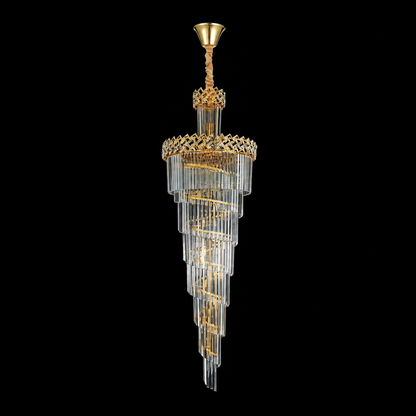 Křišťálový lustr WINDSOR Altiora, průměr 60 cm, výška 180 cm, 26xE14, lesklé zlato, nastavitelná výška, elegantní design
