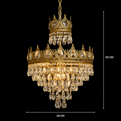 Křišťálový lustr REGALITE Petito, 3XE14, Průměr 25cm, Lesklý zlatý, Nastavitelná výška