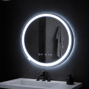 Kulaté LED zrcadlo, 70 cm, Celeste MotionGlow Marcello, Demister System, Hodiny a teploměr, Stmívatelné, Teplé Neutrální Studené světlo 3000K/4000K/6000K Zrcadla Marcello Výchozí název Alessandro Design