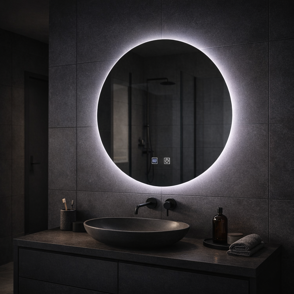 Kulaté LED zrcadlo, 70cm, Isolda, Touch, Demister System Zrcadla Korman E Výchozí název Alessandro Design