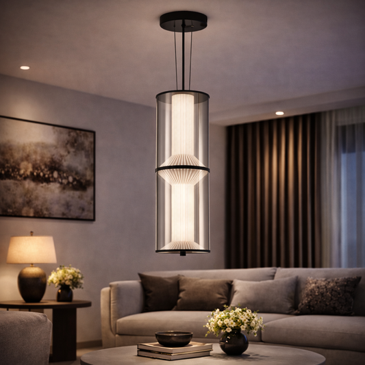 Lustra LED Suspendata cu Telecomanda 47W, Orin, 2 elemente, Inaltime Reglabila, Lumina Calda/Rece/Neutra, Negru, Metal Lustre LED cu Telecomanda Default Title Alessandro Design