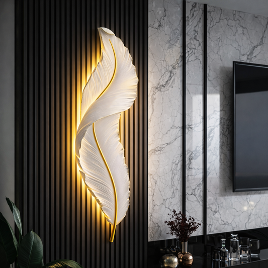 LED nástěnné svítidlo, dekorativní peří 85CM 31W studené/teplé/neutrální světlo Bílé zlato Vnitřní nástěnná svítidla Výchozí název Alessandro Design