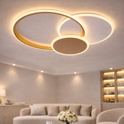 LED lustr s dálkovým ovládáním KILLIAN 46W, 3 kruhy, studené/teplé/neutrální světlo 3000K/4000K/6000K, stmívatelné, zlato bílé LED lustry s dálkovým ovládáním Výchozí název Alessandro Design