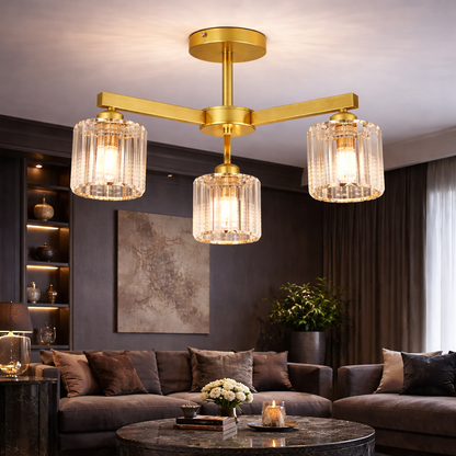Lustra Clasica Moderna LC110/3GD cu Cristal, 3x E27, Auriu, Metal si Cristal Lustre Clasice Default Title Alessandro Design