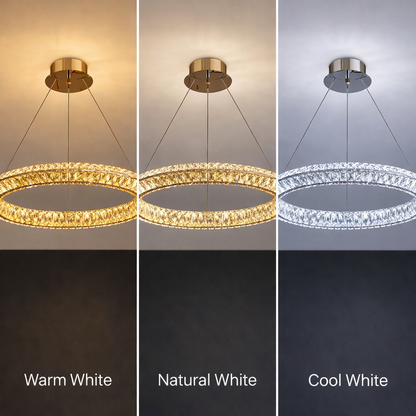 Lustra LED cu Telecomanda, LLC132/500GD, Cristal si Metal, 26W, 1 Cerc, Dimabila, Inaltime Reglabila, Lumina Rece/Calda/Neutra, Iluminat Luxos Lustre LED cu Telecomanda Default Title Alessandro Design