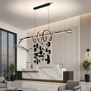 Závěsný LED lustr s dálkovým ovládáním RIBBON 64W, lineární, studené/teplé/neutrální světlo, stmívatelný, černý, výškově nastavitelné LED lustry s dálkovým ovládáním Výchozí název Alessandro Design