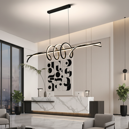 Závěsný LED lustr s dálkovým ovládáním RIBBON 64W, lineární, studené/teplé/neutrální světlo, stmívatelný, černý, výškově nastavitelné LED lustry s dálkovým ovládáním Výchozí název Alessandro Design