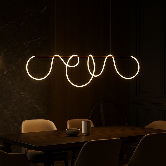 LED lustr DIVINO Gold 96W s flexibilní silikonovou trubicí, 96W, 150cm - Nastavitelné světlo 3000K/4000K/6000K Moderní lustry Výchozí název Alessandro Design