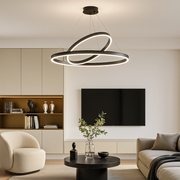 LED závěsný lustr PAGANO 47W, 3000K, 2 kruhy, černý, nastavitelná výška Moderní lustry Výchozí název Alessandro Design