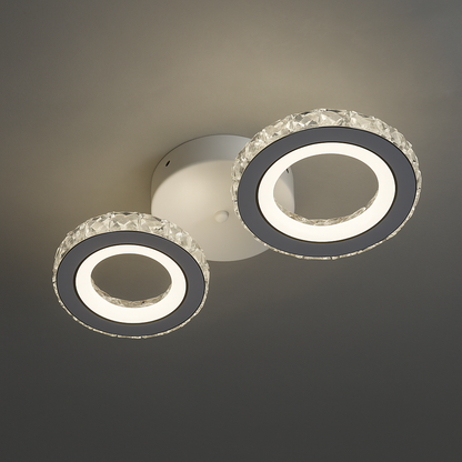 LED lustr s dálkovým ovládáním a krystalem NOVA ROTONDA 34W, 2 kruhy, studené/teplé/neutrální světlo, bílé křišťálové LED lustry Výchozí název Alessandro Design