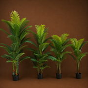 Planta Artificială Copac Tip Palmier Kentia, 3 tulpini, 17 frunze, 220 cm, Verde, cu Ghiveci