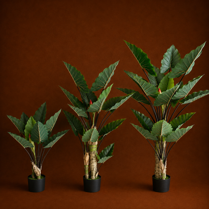 Plantă Artificială Tip Alocasia Cu Frunze Late, 2 trunchiuri, 190 cm, Verde