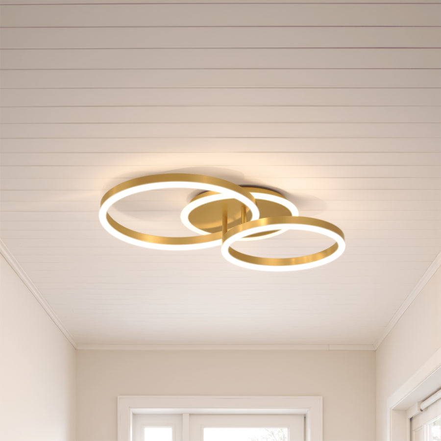 LED lustr s dálkovým ovládáním RINOVA 66W, 2 kruhy, studené/teplé/neutrální světlo, stmívatelné, lesklé zlaté LED lustry s dálkovým ovládáním Výchozí název Alessandro Design